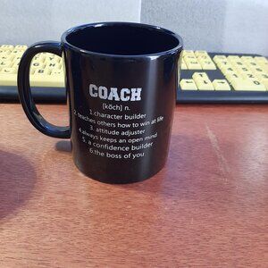 NEW ! Coach Gift Mug "Character Builder... " Black White